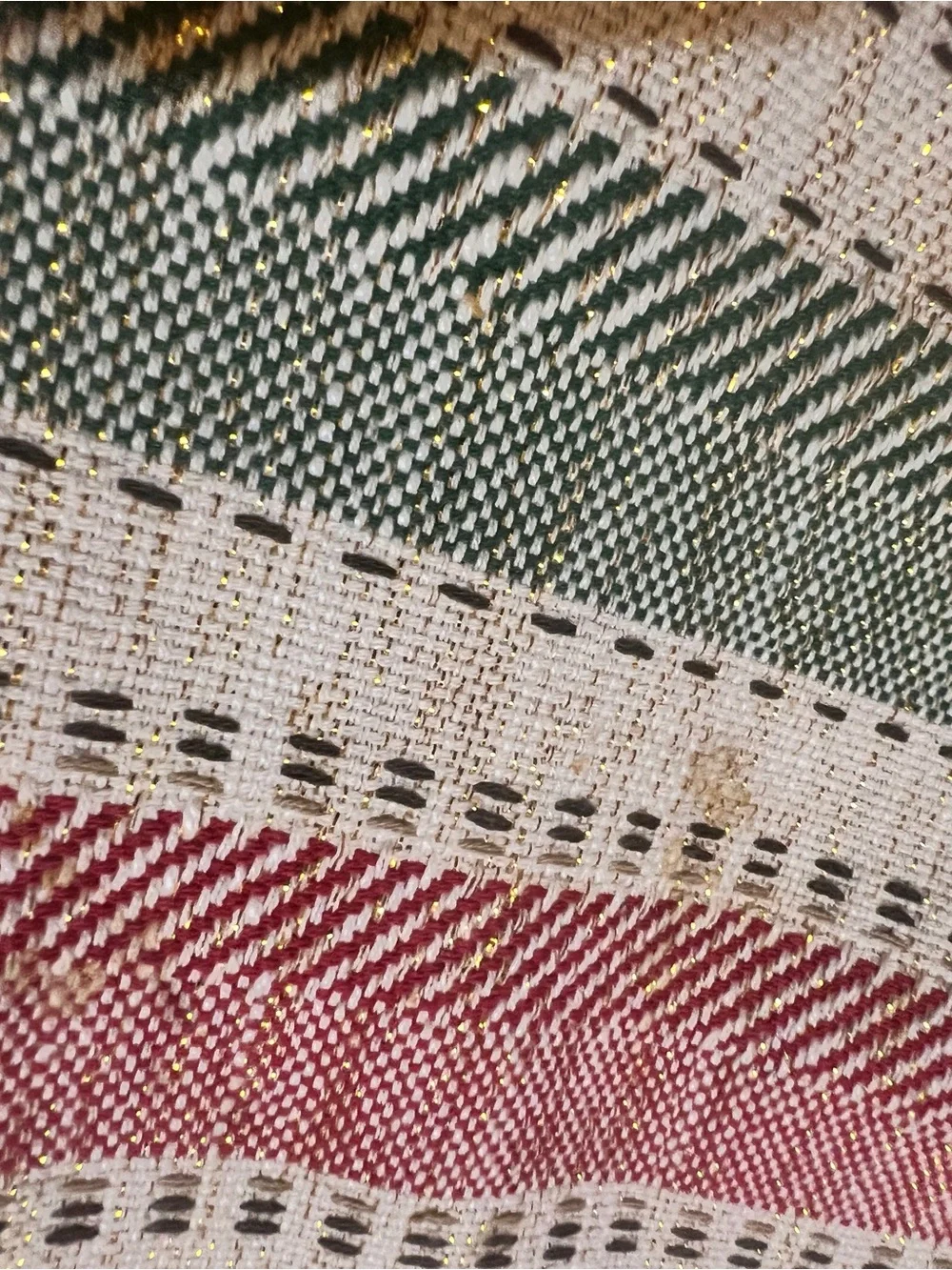 The Prairie Rachel Ashwell Table Runner 81x16.5 Holiday  Red Green Beige Gold